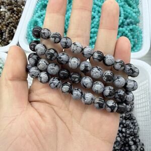 8MM Snowflake Obsidian Bracelet